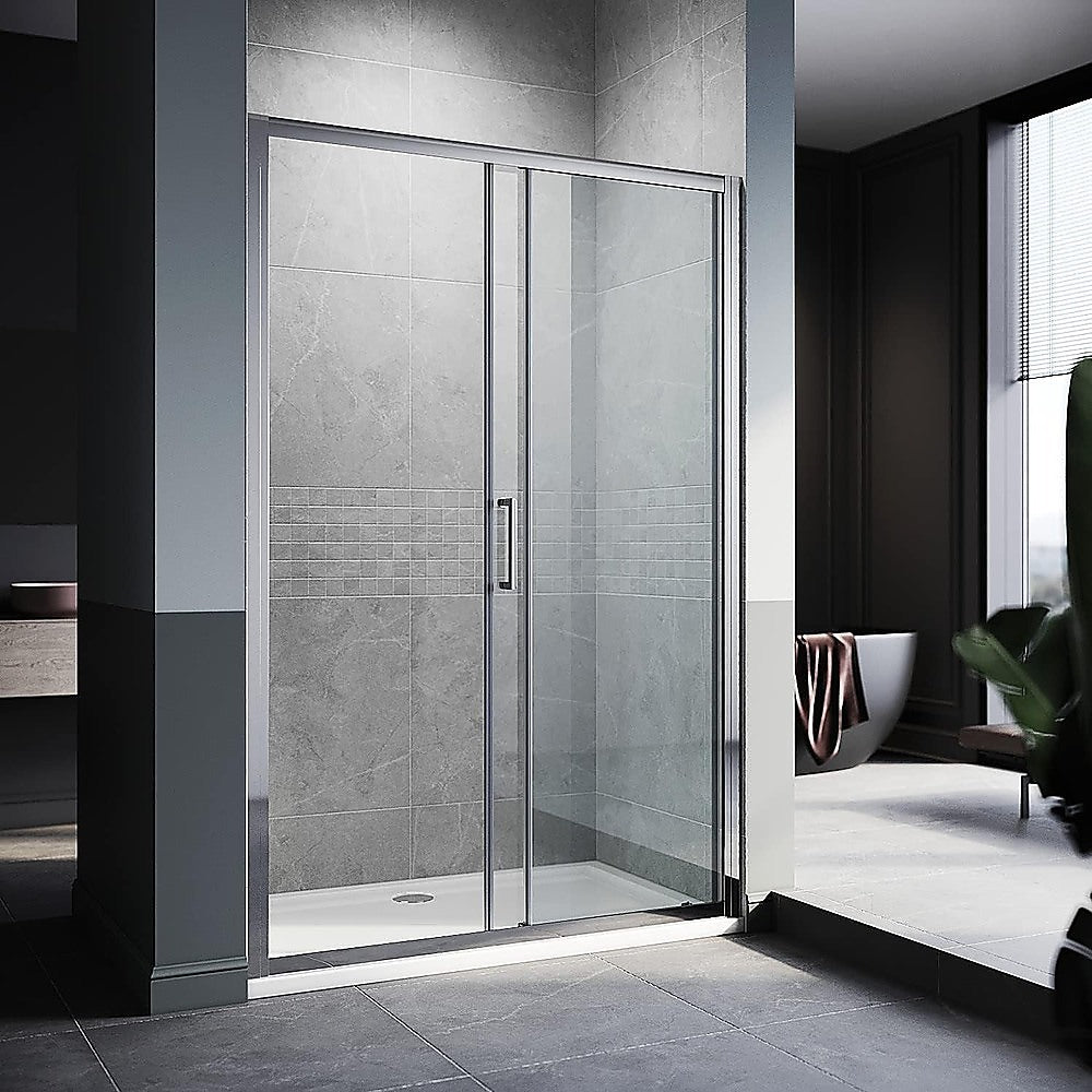140-150cm Adjustable Wall to Wall Sliding Glass Shower Door in Chrome