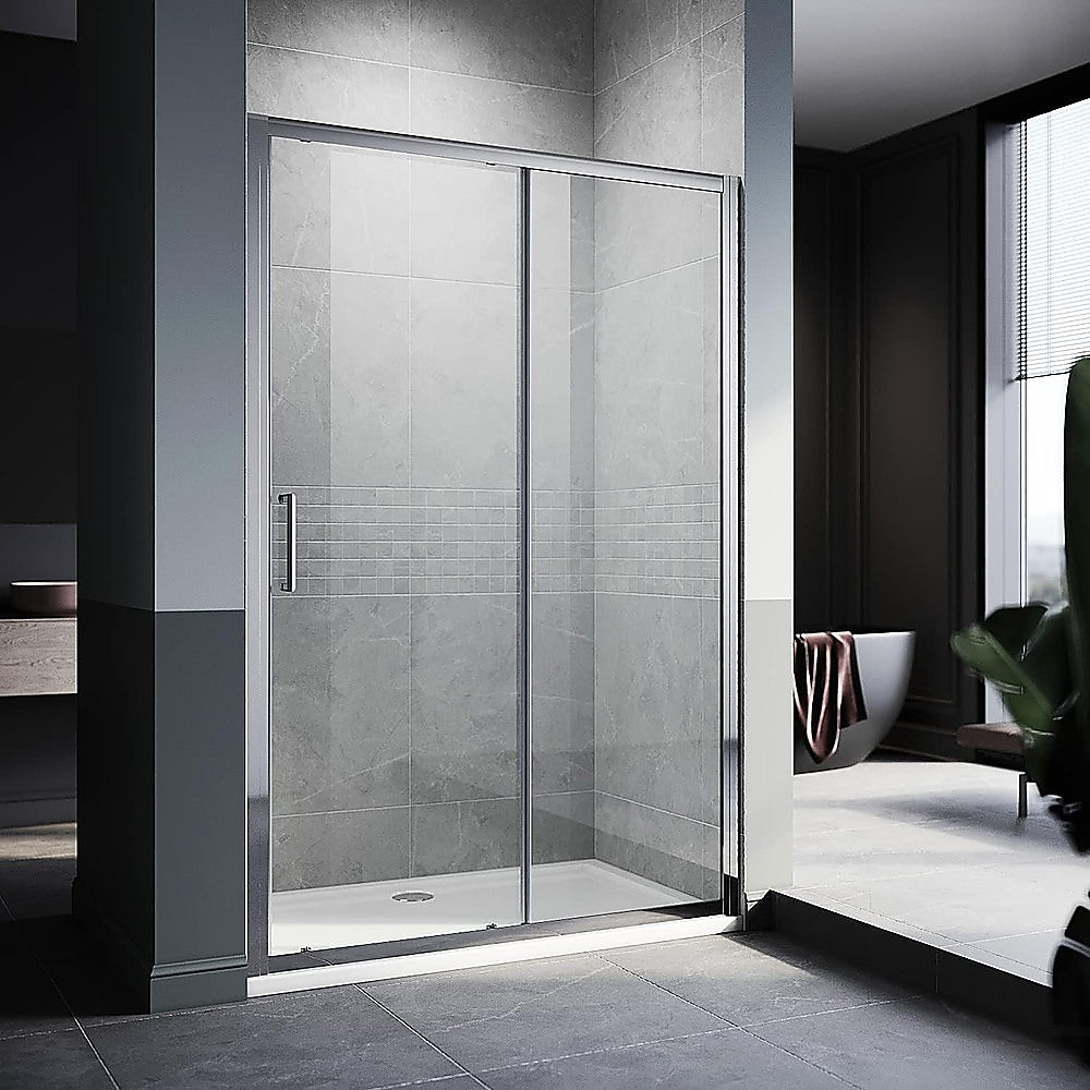 140-150cm Adjustable Wall to Wall Sliding Glass Shower Door in Chrome