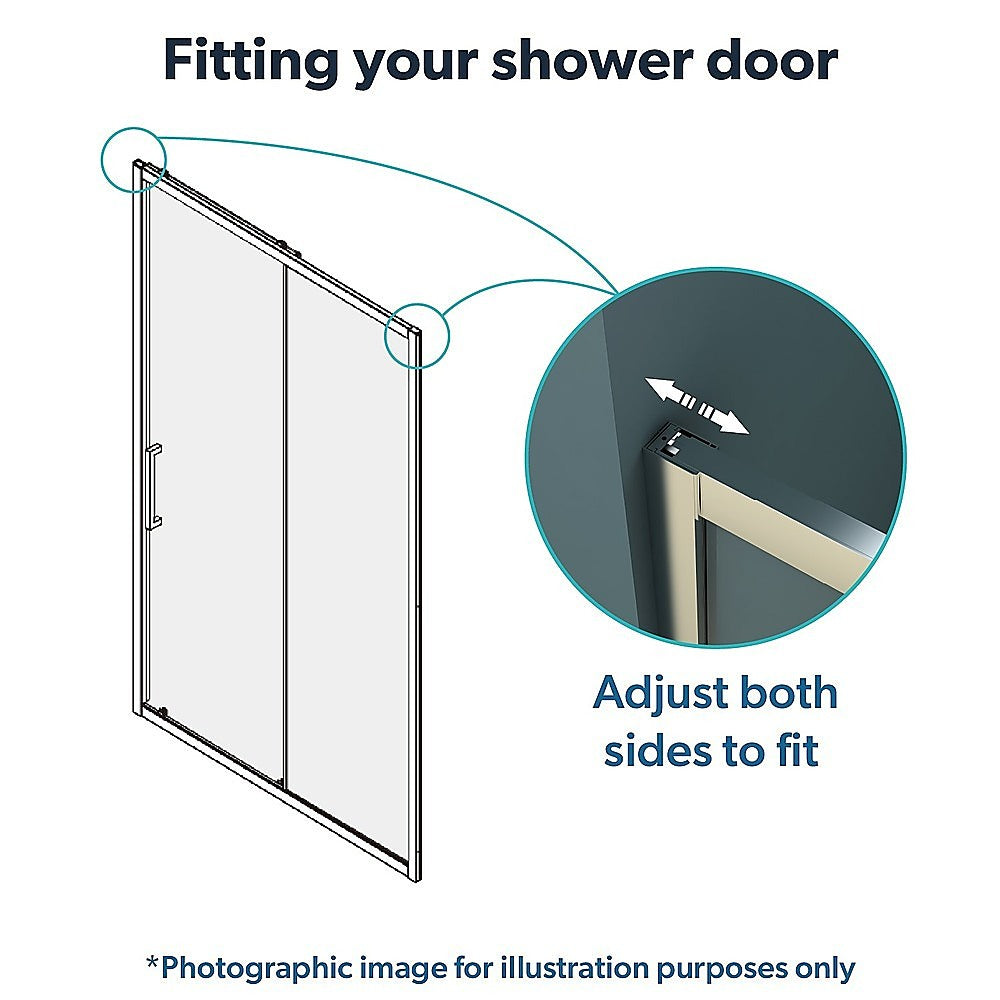 140-150cm Adjustable Wall to Wall Sliding Glass Shower Door in Chrome