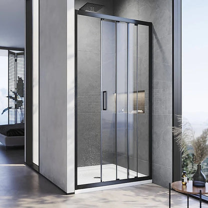 120-130cm Adjustable Wall to Wall Sliding Glass Shower Door in Black