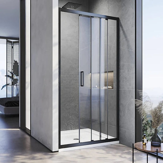 120-130cm Adjustable Wall to Wall Sliding Glass Shower Door in Black