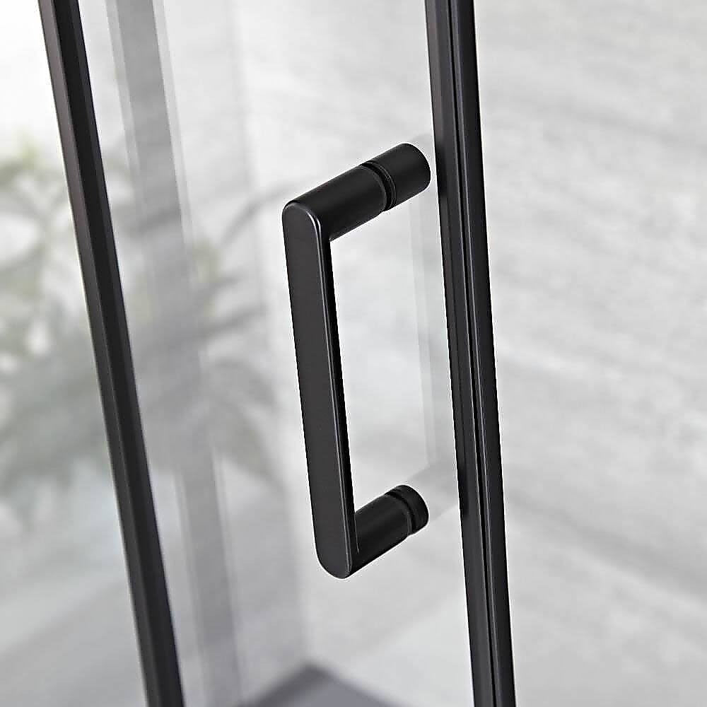 120-130cm Adjustable Wall to Wall Sliding Glass Shower Door in Black