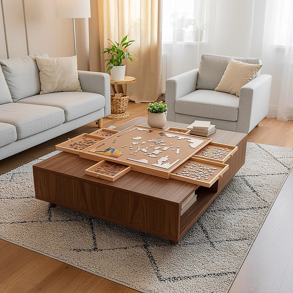 1500 Piece Rotating Wooden Jigsaw Puzzle Table 6 Drawers Board