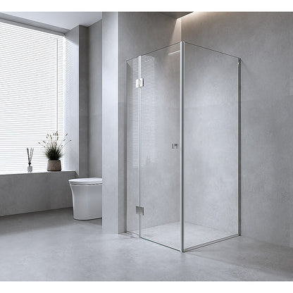 120x120cm Corner Frameless Shower Screen – Gunmetal Wall Channel and Floor Channel with Brass Hinges & Square Double Pull Handle