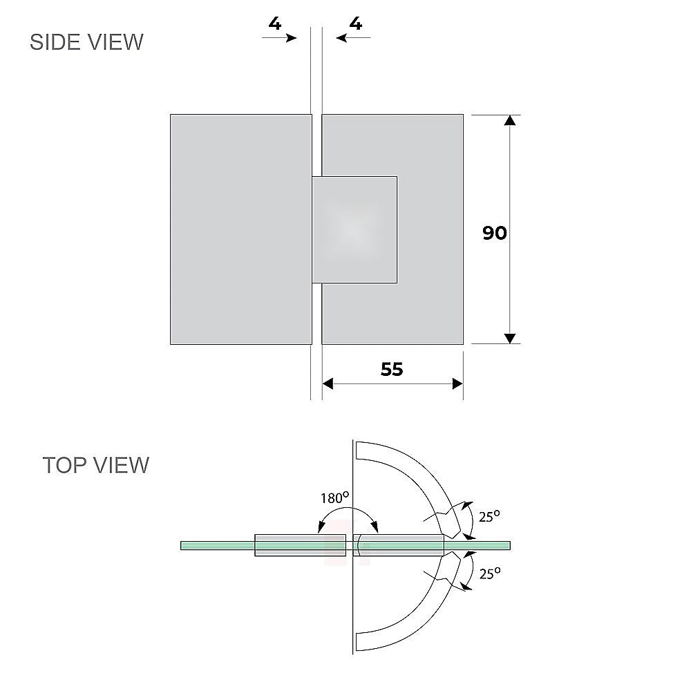 90x100cm Double Door Corner Shower Screen – Wall Channels with SS Hinges in Nickel, Square Knob Handle