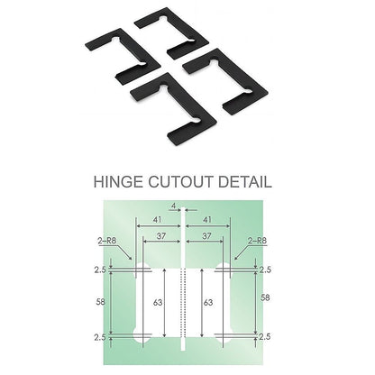 90x110cm Double Door Corner Shower Screen – Wall Channels with SS Hinges in Black, Square Knob Handle