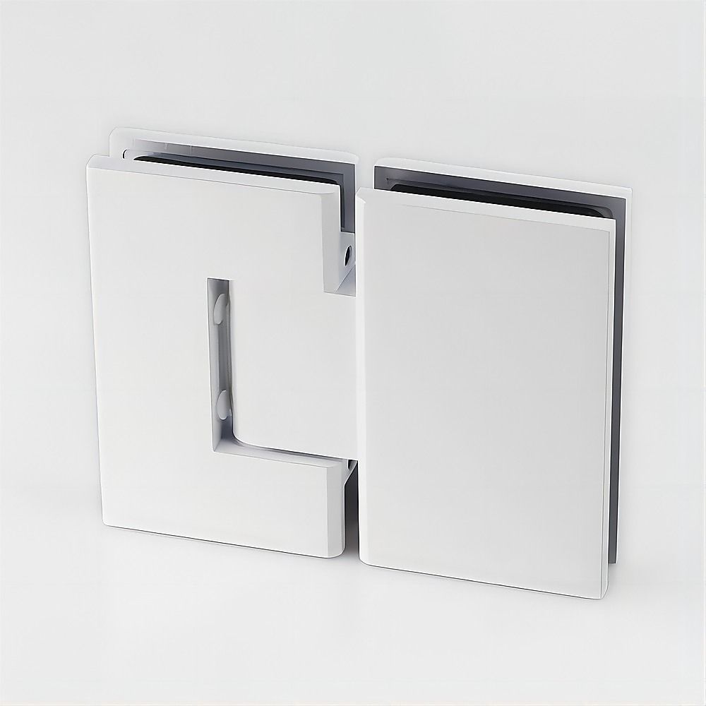 90x110cm Double Door Corner Shower Screen – Wall Channels with SS Hinges in White, Square Knob Handle