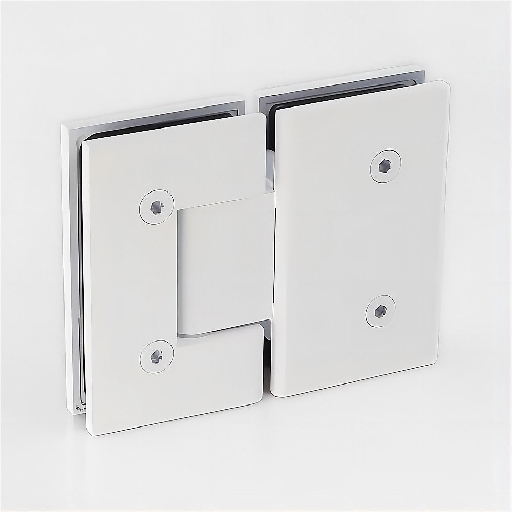 90x110cm Double Door Corner Shower Screen – Wall Channels with SS Hinges in White, Square Knob Handle