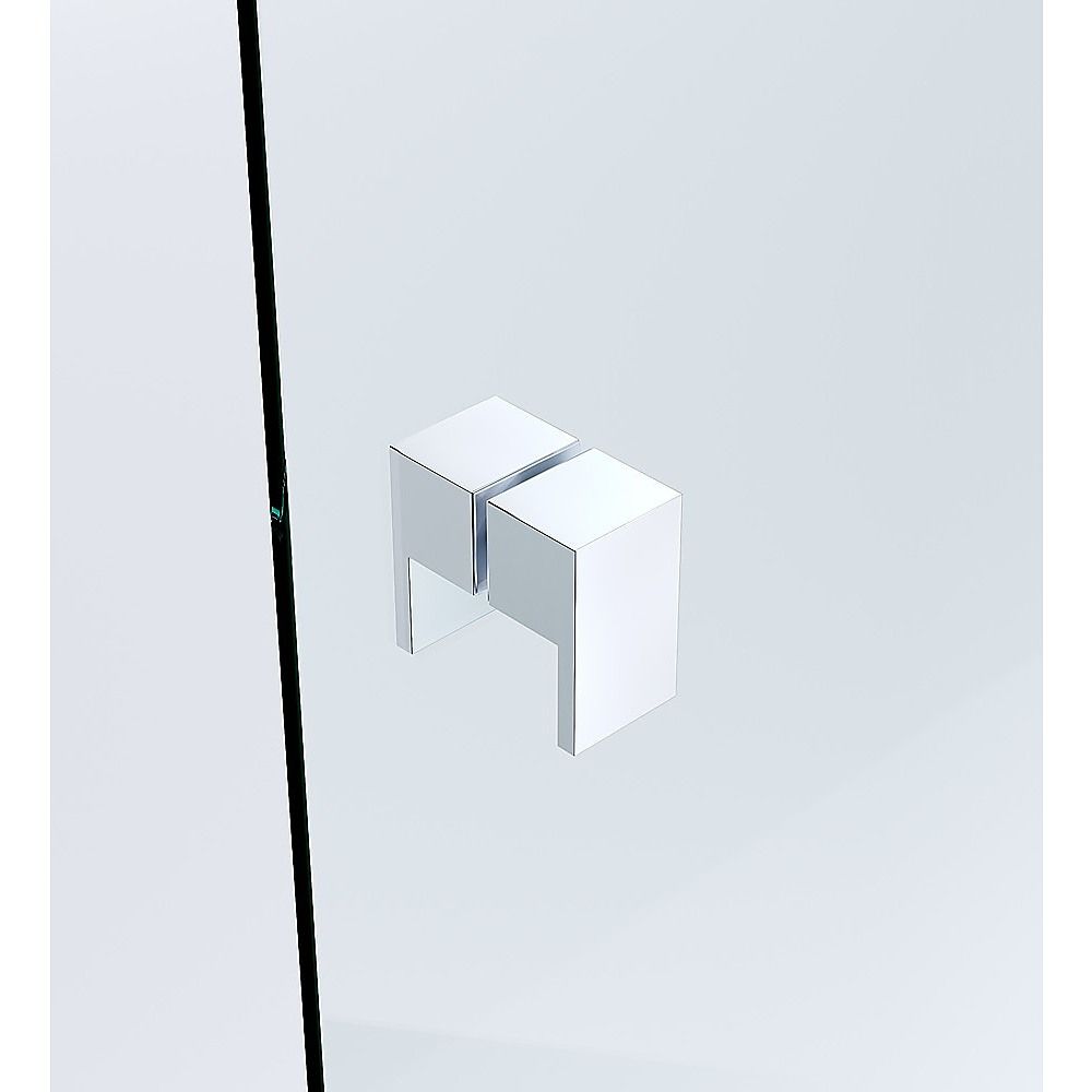 90x110cm Double Door Corner Shower Screen – Wall Channels with SS Hinges in Chrome, Square Double Pull Handle