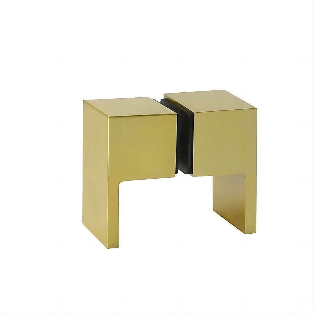 90x110cm Double Door Corner Shower Screen – Wall Channels with SS Hinges in Gold, Square Double Pull Handle