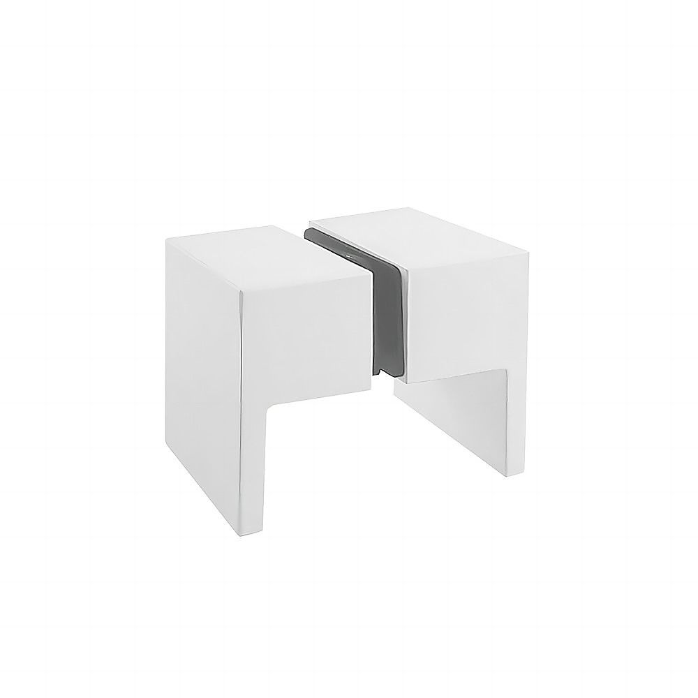 90x110cm Double Door Corner Shower Screen – Wall Channels with SS Hinges in White, Square Double Pull Handle