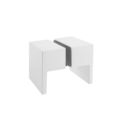 90x110cm Double Door Corner Shower Screen – Wall Channels with SS Hinges in White, Square Double Pull Handle