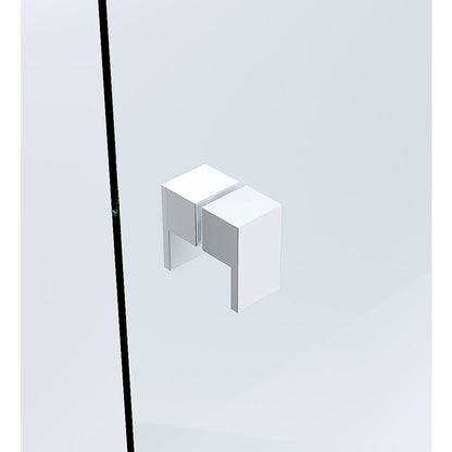 90x110cm Double Door Corner Shower Screen – Wall Channels with SS Hinges in White, Square Double Pull Handle
