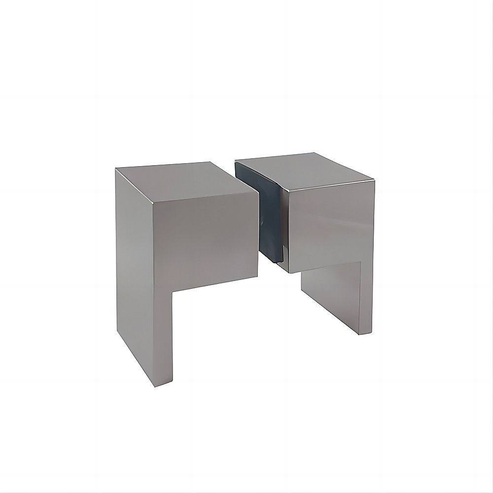 90x110cm Double Door Corner Shower Screen – Wall Channels with SS Hinges in Nickel, Square Double Pull Handle