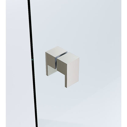 90x110cm Double Door Corner Shower Screen – Wall Channels with SS Hinges in Nickel, Square Double Pull Handle
