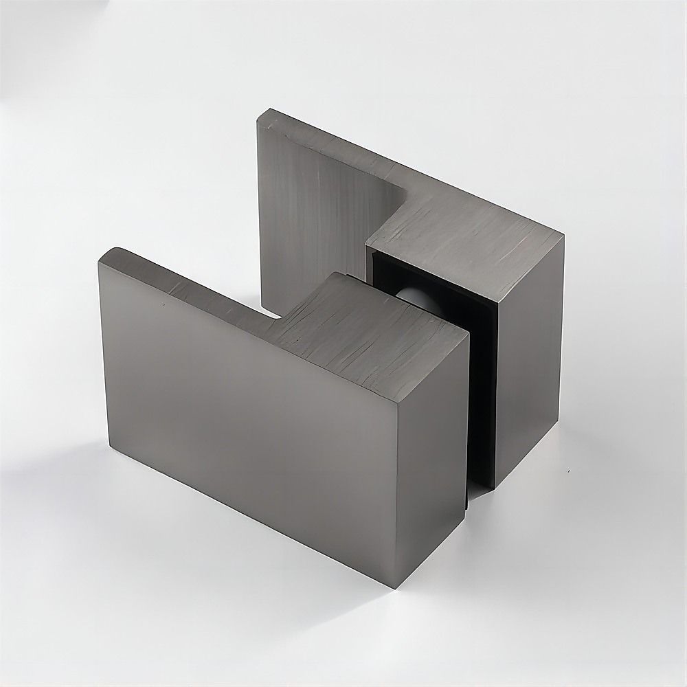90x110cm Double Door Corner Shower Screen – Wall Channels with SS Hinges in Gunmetal, Square Double Pull Handle