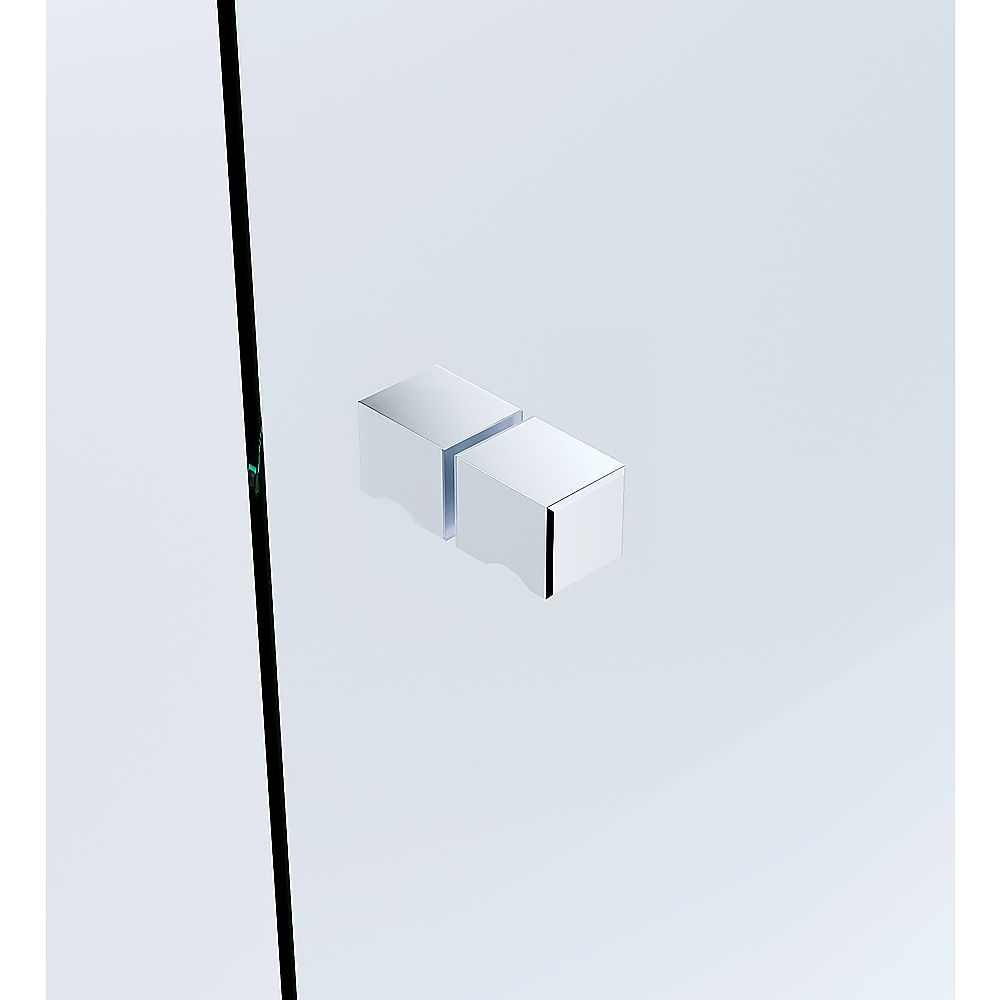 100x110cm Double Door Corner Shower Screen – Wall Channels with SS Hinges in Chrome, Square Knob Handle
