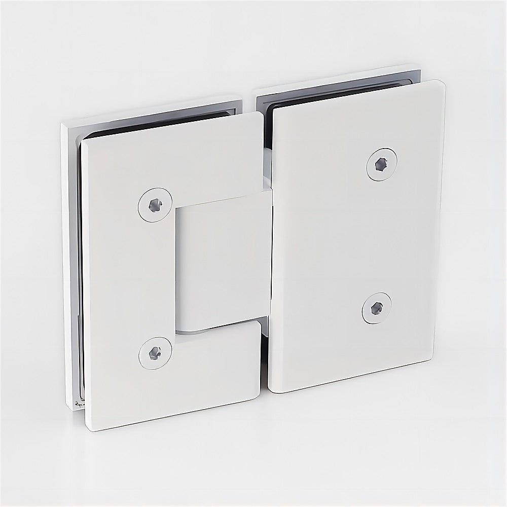 100x120cm Double Door Corner Shower Screen – Wall Channels with SS Hinges in White, Square Knob Handle