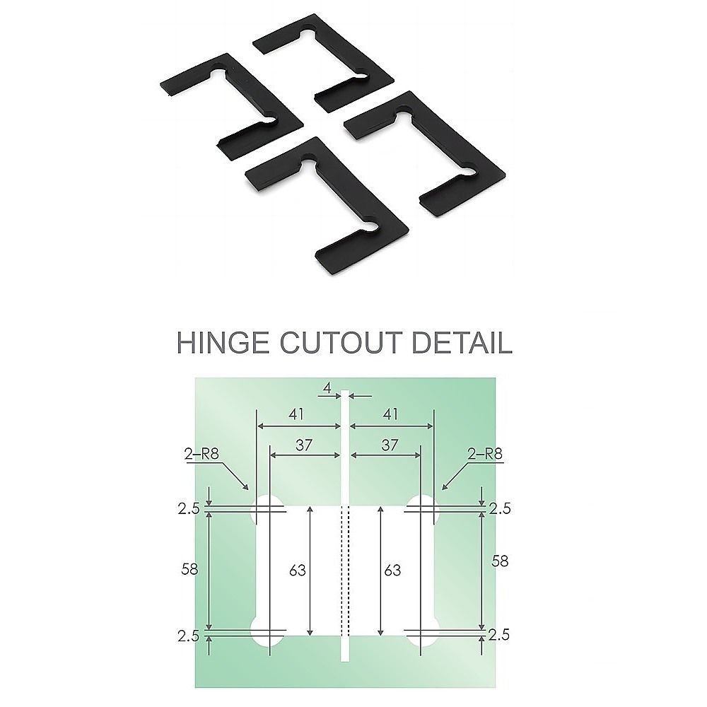 110x120cm Double Door Corner Shower Screen – Wall Channels with SS Hinges in Black, Square Knob Handle
