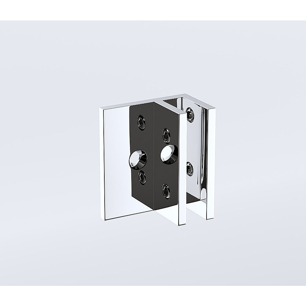 120x120cm Double Door Corner Shower Screen – Chrome F-Brackets, Brass Hinges & Square Knob Handle