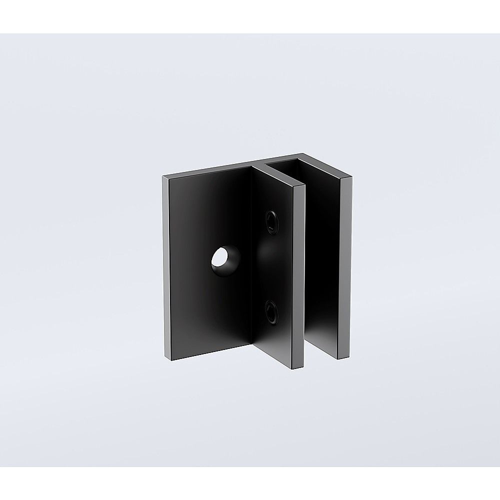 100x120cm Double Door Corner Shower Screen – Black F-Brackets, Brass Hinges & Square Knob Handle