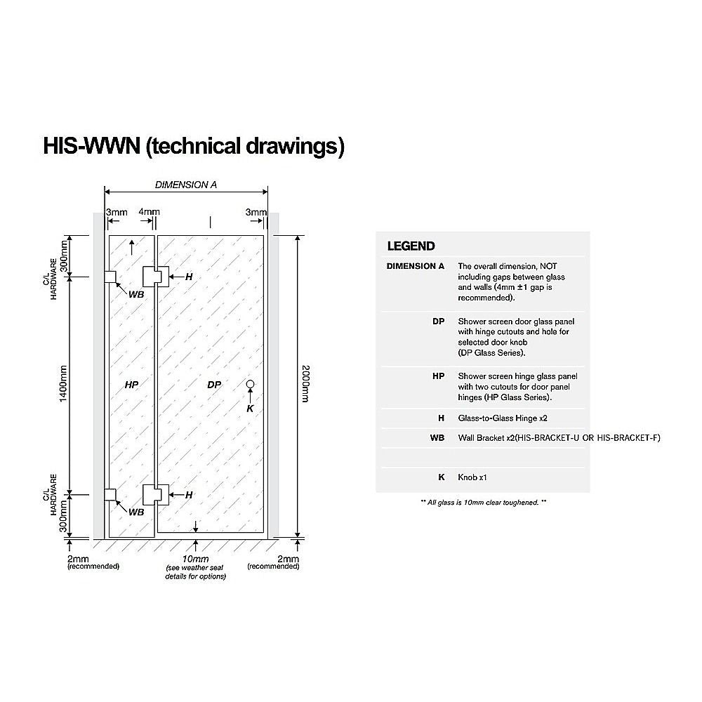 110x120cm Double Door Corner Shower Screen with Gold Brackets and Brass Hinges, Square knob Handle