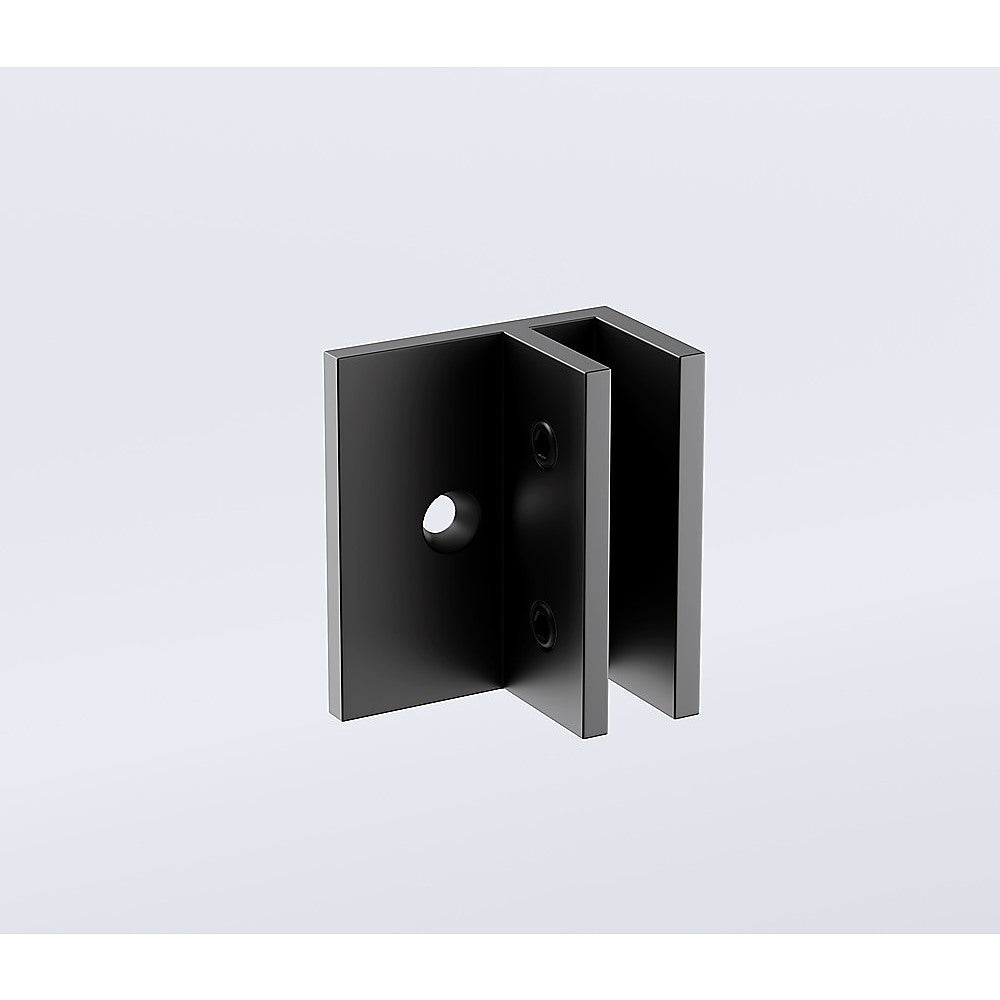 110x120cm Double Door Corner Shower Screen – Black F-Brackets, Brass Hinges & Round Knob Handle