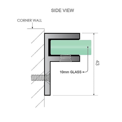 110x120cm Double Door Corner Shower Screen with Gold Brackets and Brass Hinges, Square double pull Handle