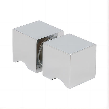 110x110cm Double Door Corner Shower Screen – Channels with Brass Hinges in Chrome, Square Knob Handles