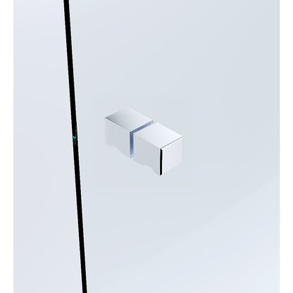 110x110cm Double Door Corner Shower Screen – Channels with Brass Hinges in Chrome, Square Knob Handles