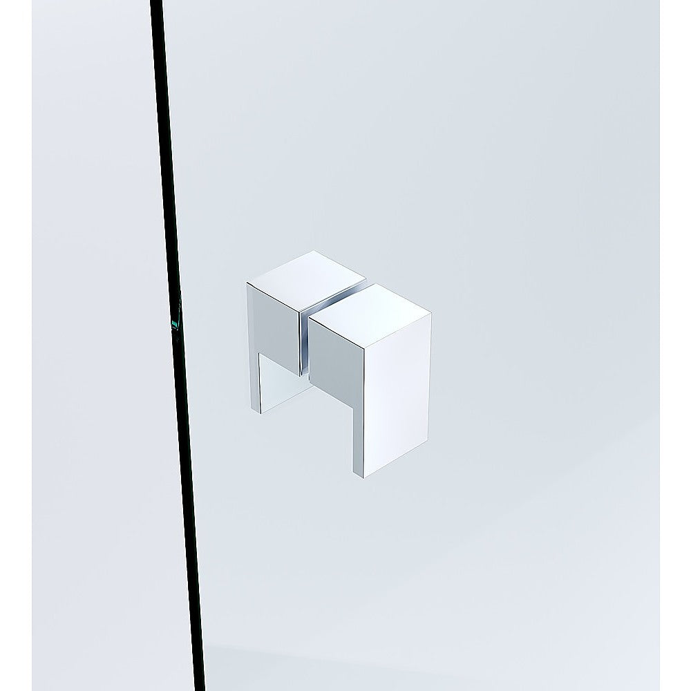 110x110cm Double Door Corner Shower Screen – Channels with Brass Hinges in Chrome, Square Double Pull Handles