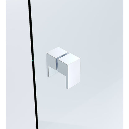 110x110cm Double Door Corner Shower Screen – Channels with Brass Hinges in Chrome, Square Double Pull Handles