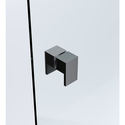 110x110cm Double Door Corner Shower Screen – Channels with Brass Hinges in Black, Square Double Pull Handles