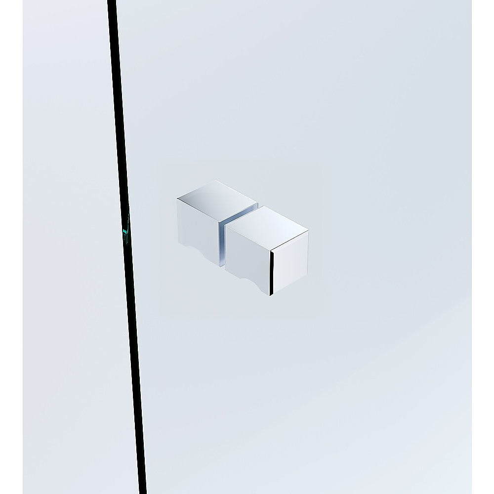 120x120cm Double Door Corner Shower Screen – Channels with Brass Hinges in Chrome, Square Knob Handles