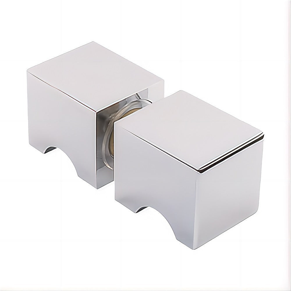 120x120cm Double Door Corner Shower Screen – Channels with Brass Hinges in Chrome, Square Knob Handles