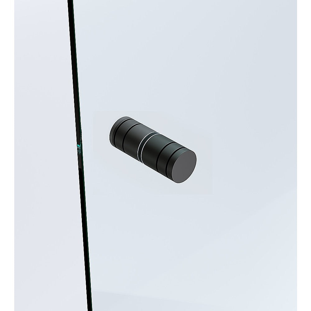 120x120cm Double Door Corner Shower Screen – Channels with Brass Hinges in Black, Round Handles