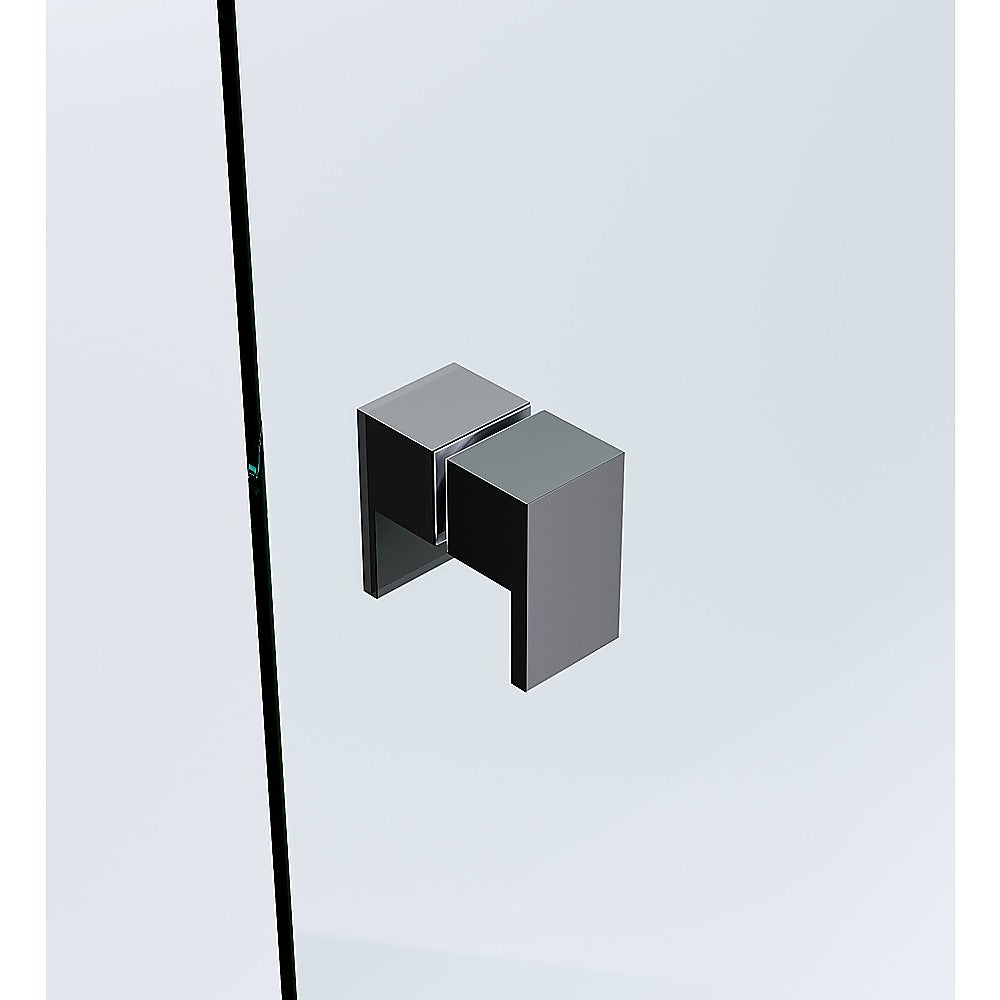 120x120cm Double Door Corner Shower Screen – Channels with Brass Hinges in Black, Square Double Pull Handles