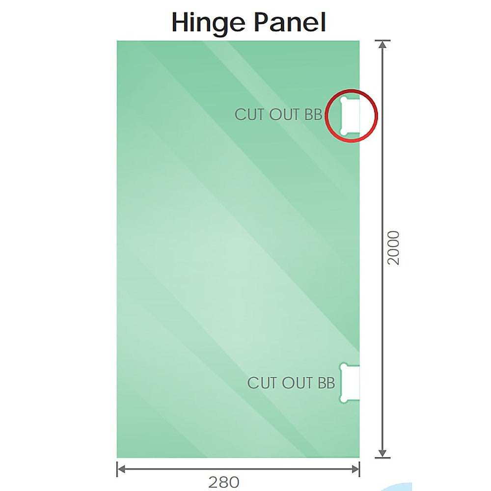 90x100cm Double Door Corner Shower Screen – Channels with Brass Hinges in Chrome, Square Double Pull Handles