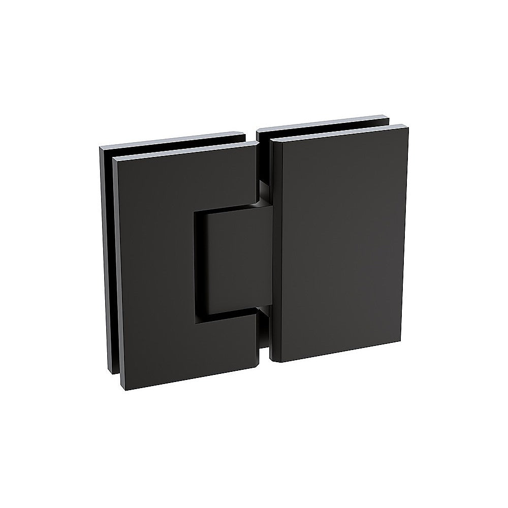 90x100cm Double Door Corner Shower Screen – Channels with Brass Hinges in Black, Square Double Pull Handles