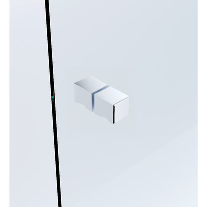 90x110cm Double Door Corner Shower Screen – Channels with Brass Hinges in Chrome, Square Knob Handles