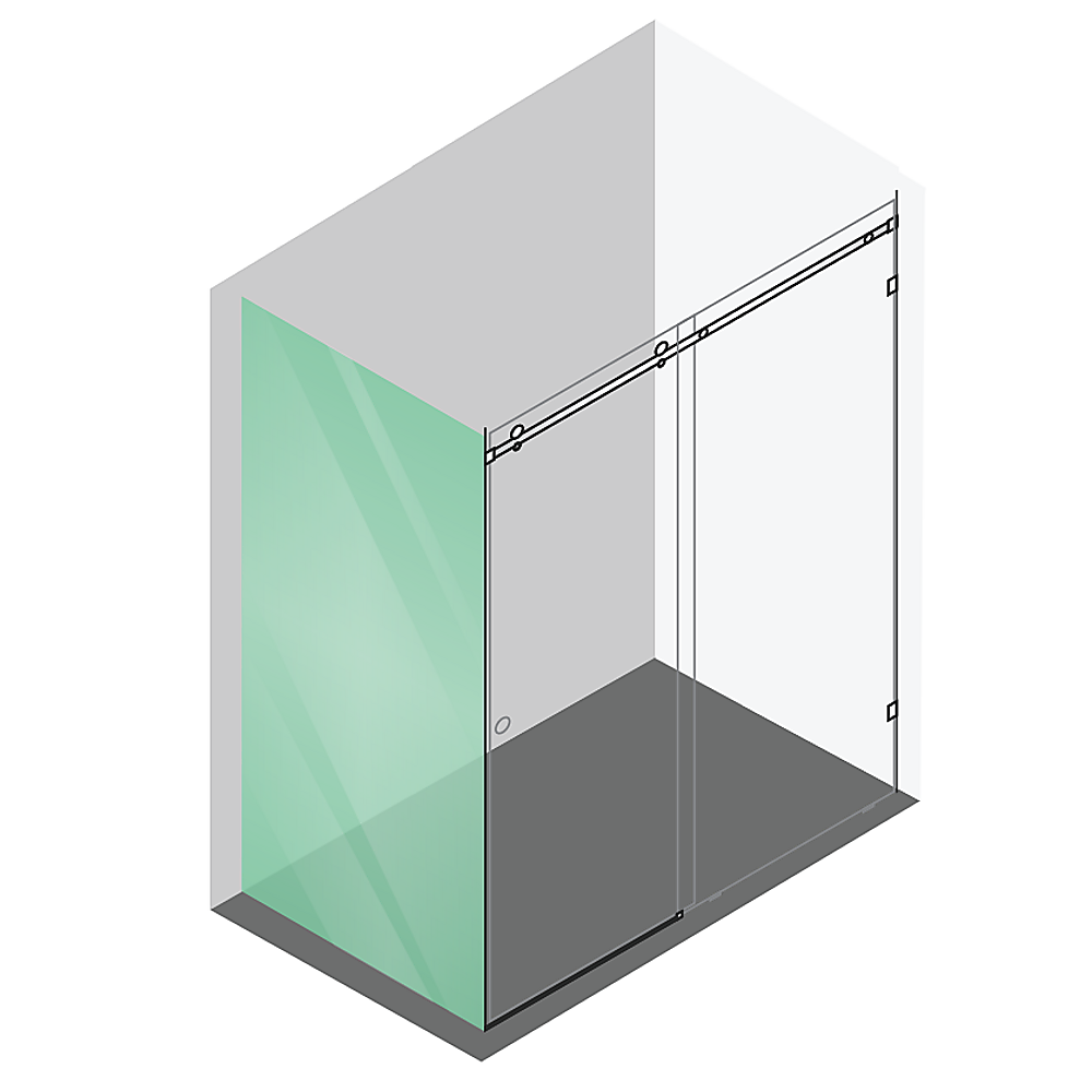 180x100cm Frameless Glass Sliding Corner Shower – With Black Rail and Wall Channel for Contemporary Bathrooms