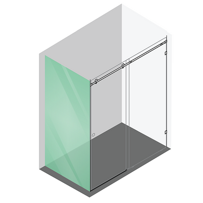 180x100cm Frameless Glass Sliding Corner Shower – With Gold Rail and Wall Channel for Contemporary Bathrooms