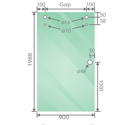 170x100cm Frameless Glass Sliding Corner Shower – With Gunmetal Rail and Wall Channel for Contemporary Bathrooms