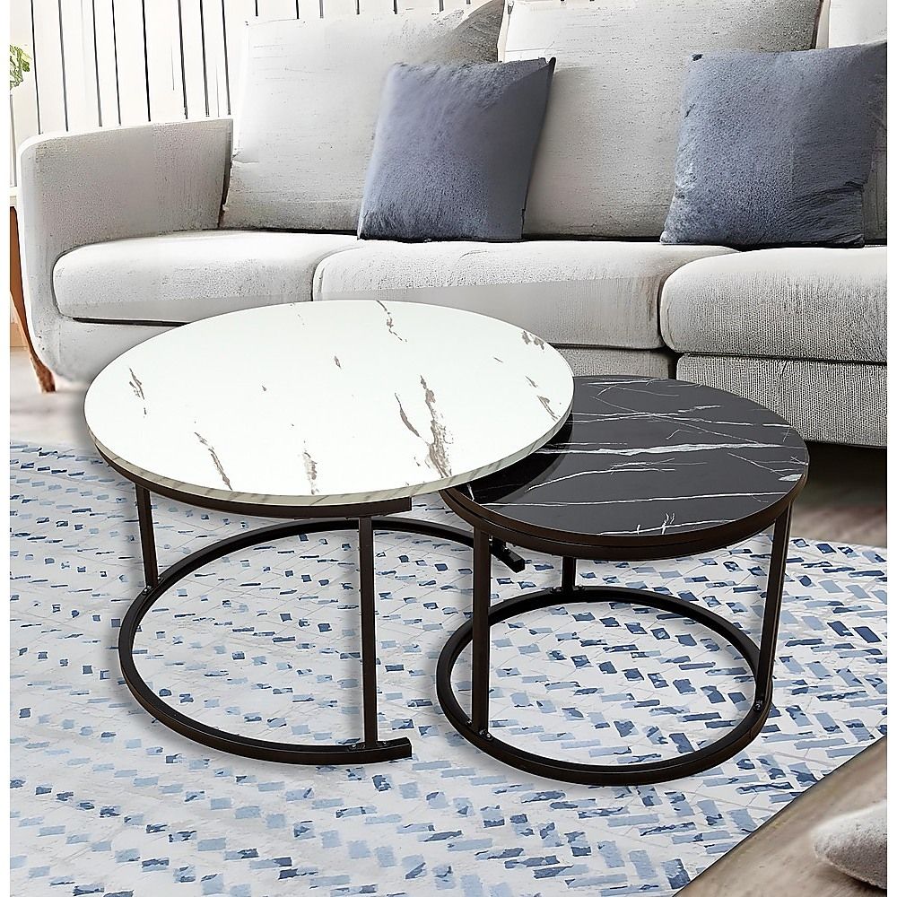 Coffee Table Round Marble Design Nesting Side Furniture