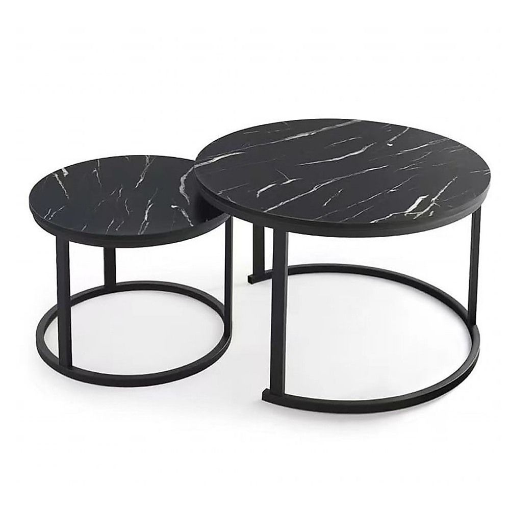 Coffee Table Round Marble Design Nesting Side Furniture