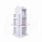 Rotating Bookcase Bookshelf Kid's Book Organiser Rack Wooden Castle Display Shelf