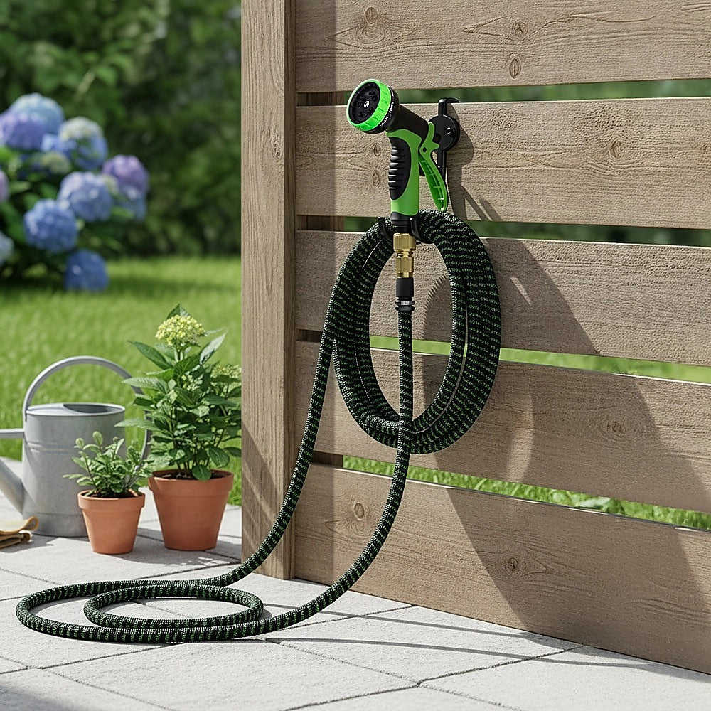 30m Garden Hose Strong Heavy Duty Expandable Flexible Hose Water Spray Nozzle