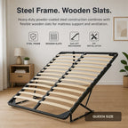 Gas Lift Bed Mechanism – Queen Bed Frame with Wooden Slats