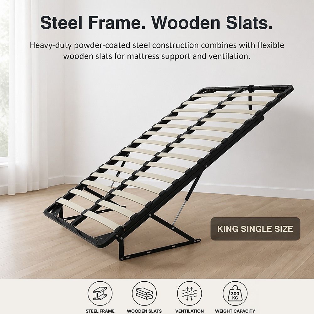 Gas Lift Bed Mechanism – King Single Bed Frame with Wooden Slats