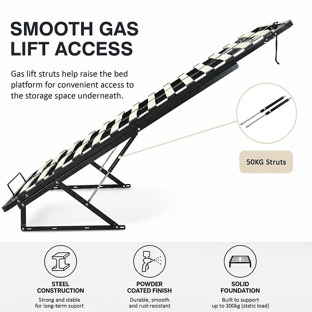 Gas Lift Bed Mechanism – King Single Bed Frame with Wooden Slats